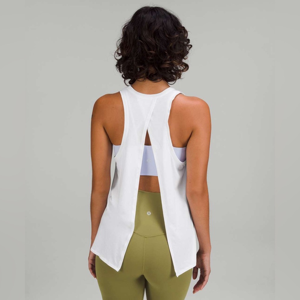 White Lululemon Open Back Tank Top